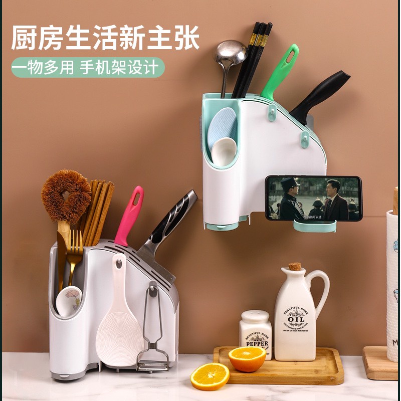 Kệ cắm dao đũa đa năng kèm giá đỡ điện thoại