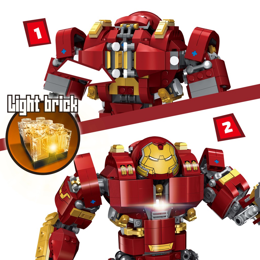 [Xả hàng tăng doanh số,hàng có sẵn,đèn Led] Lego Ironman Hulk phim Avengers Lắp Ráp Lego 76105 Lepin 07101