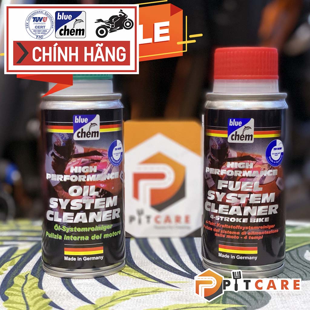 Bộ 2 Phụ Gia Xe Máy Bluechem Fuel & Oil System Cleaner 50ml Vệ Sinh Buồng