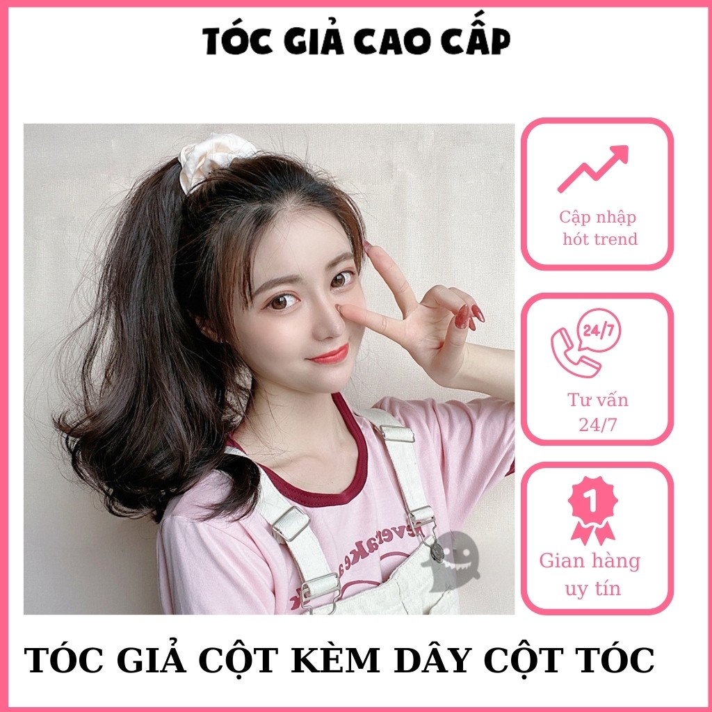 Tóc giả cột xoăn kèm dây cột tóc