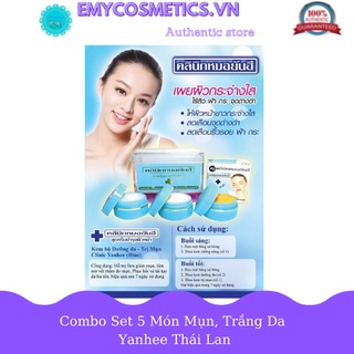 Bộ kem 5 món mụn trắng da thái lan (màu xanh dương)
