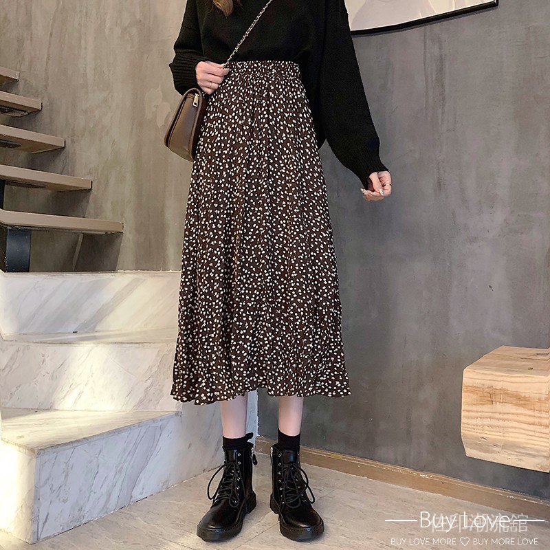 Chân Váy Midi Họa Tiết Hoa Nhún Bèo Nữ Tính C8173 | BigBuy360 - bigbuy360.vn