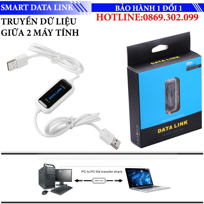 Cáp kết nối truyền dữ liệu giữa 2 máy tính qua cổng USB 2.0 Coppy trực tiếp - Data link PC Easy copy