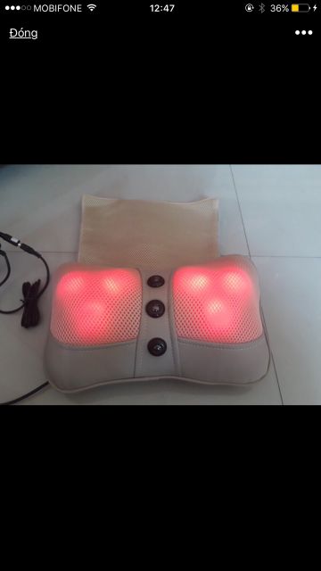 Gối massage hồng ngoai 6 bi Nhật