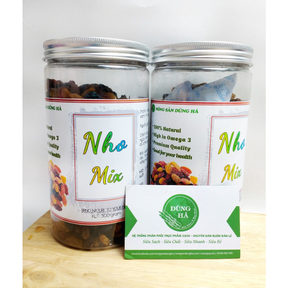 Nho khô mix 3 màu (nho đen, nho xanh, nho đỏ) 500g