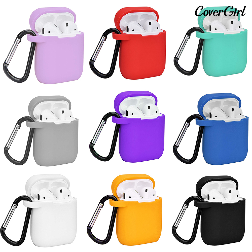 Vỏ Bảo Vệ Hộp Sạc Tai Nghe Airpods Bằng Silicon Màu Trơn Chống Bụi