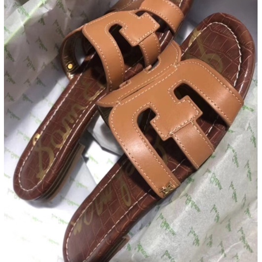 Sam Edelman Dép Da Bò Đế Mềm Phẳng Thời Trang Mùa Hè Chất Lượng Cao Cho Nữ