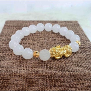 [ BẢO HÀNH 1 NĂM ] Vòng Đá Mã Não Trắng Mix Tỳ Hưu