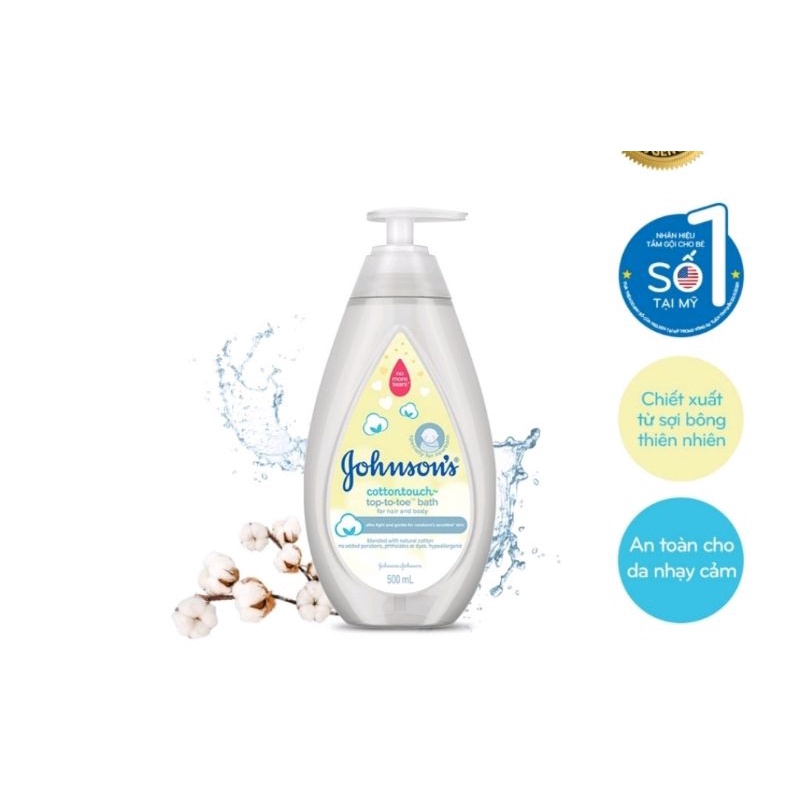 Sữa tắm gội toàn thân mềm mịn Johnson’s cotton touch 500ml