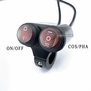 Công Tắc Ghi Đông Có Đèn, Có Cos Pha Gắn Xe Máy 12V ( Q6 )