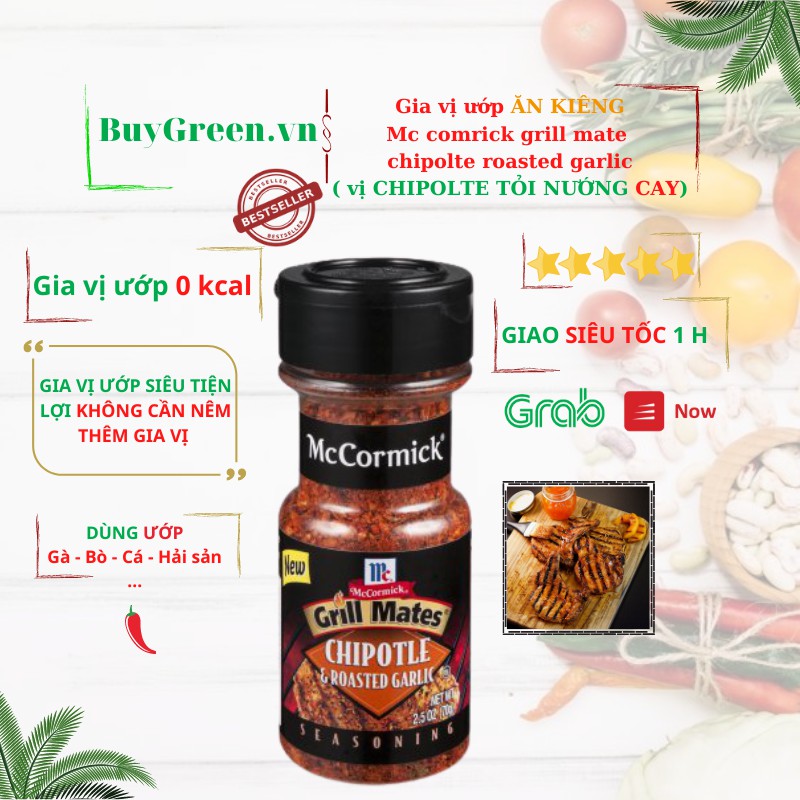 ( cay ) Gia vị Ăn Kiêng Mỹ chipotle &amp; Roasted garlic ( vị chipotle và tỏi nướng )