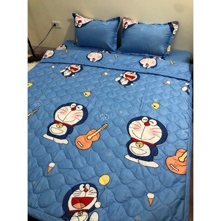 Set 4 Món Ga Gối Vỏ Chăn Lồng Ruột Mẫu DOREMON ĐÁNH ĐÀN Hàng cao cấp - shop_hoahn