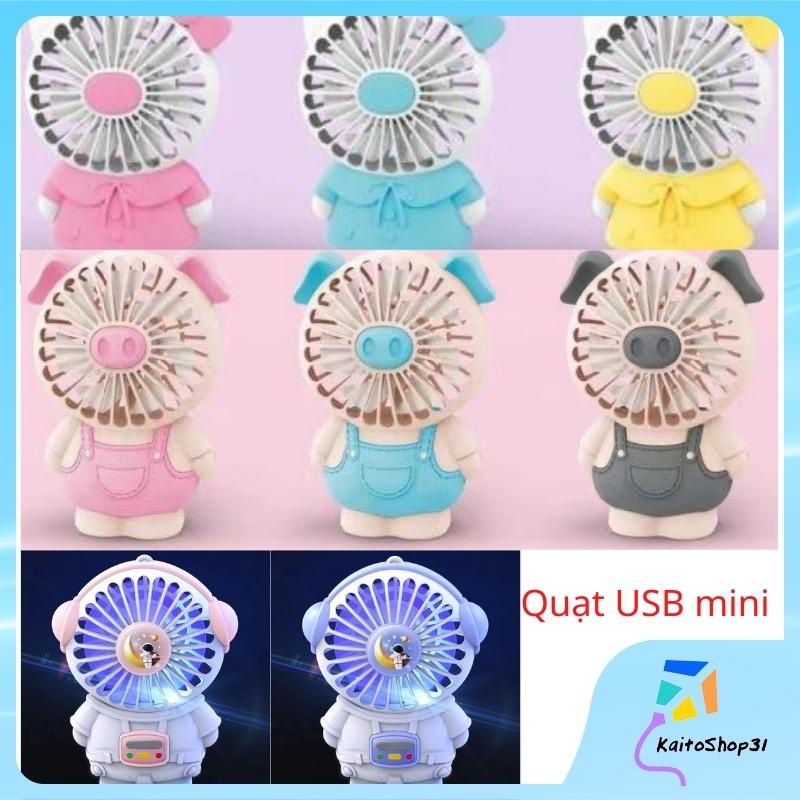 Quạt Cầm Tay Mini Sạc USB Hoạt Hình Dễ Thương Kitty Gấu Cún Thỏ Nhiều Hình Dễ thương cho người lớn và trẻ em