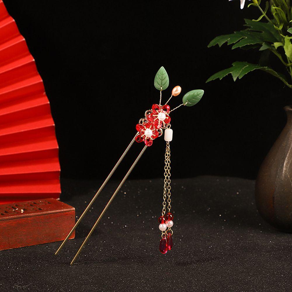 Trâm Cài Tóc Đính Hạt Phong Cách Retro Cho Cô Dâu|Nĩa Cài Tóc Phong Cách Trung Hoa