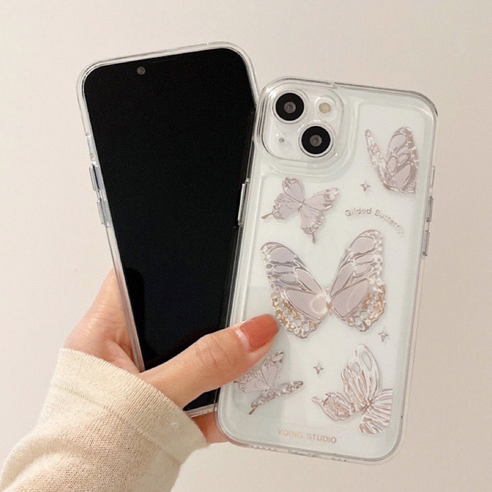 Ốp Điện Thoại Silicon Trong Suốt Họa Tiết Bướm Cho IPhone 11 12 13 Pro Max XS X XR 7 8 6 6S Plus SE 2020