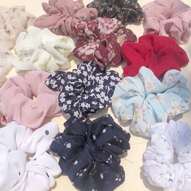 Chun buộc tóc vải Betterista (scrunchy scrunchies) nhiều màu và hoa