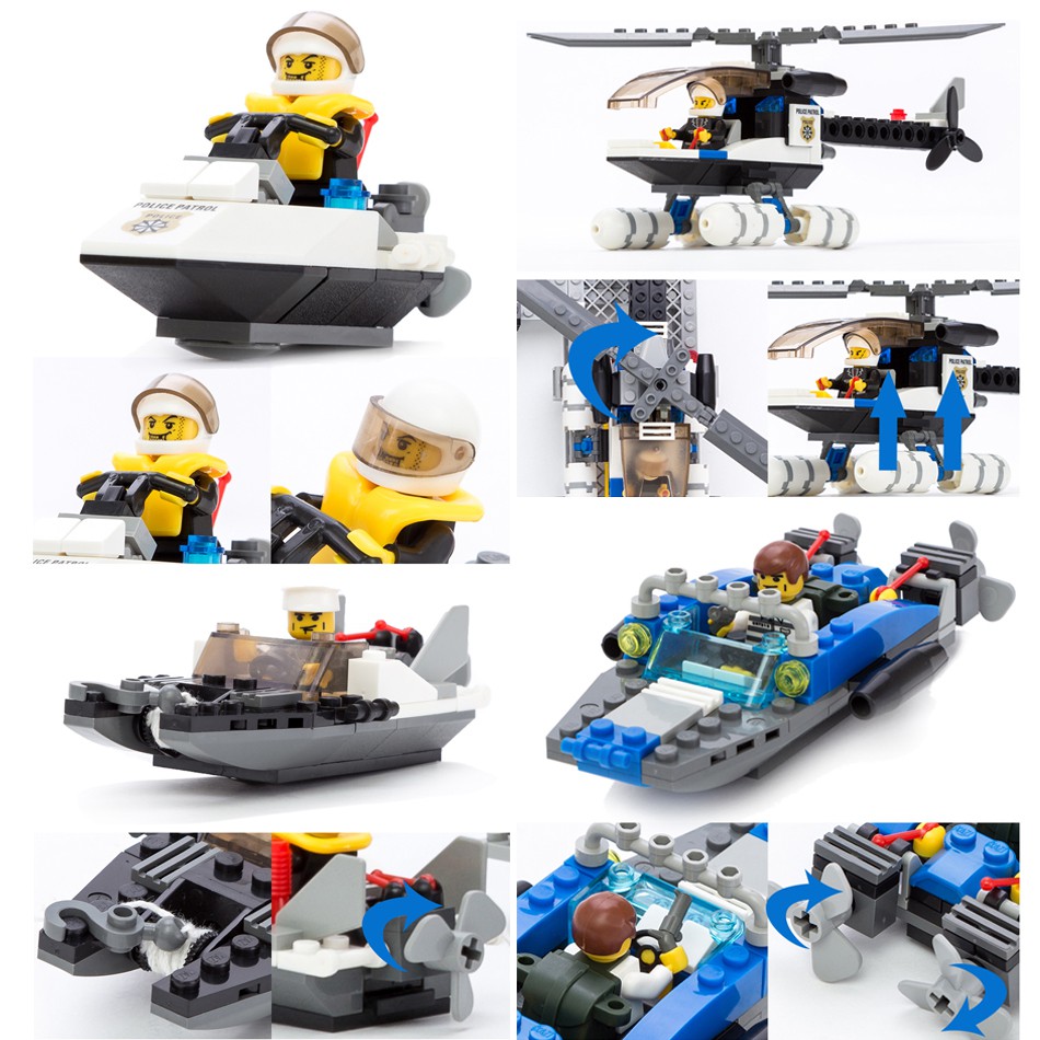 [Mã TOYDEC hoàn 20K xu đơn 50K] Bộ LEGO 536 mảnh HUIQIBAO TOYS chủ đề cảnh sát biển cho trẻ em