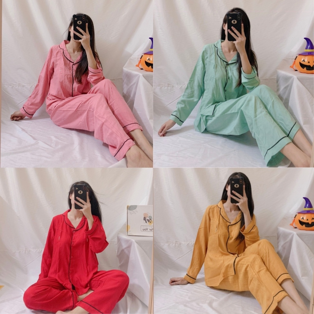 Bộ Bầu Sau Sinh Pijama Chất Đũi Hàn Viền Đen Siêu Mềm, Mát Có Khóa Cho Con Bú Cao Cấp (Free Size 45-65kg)