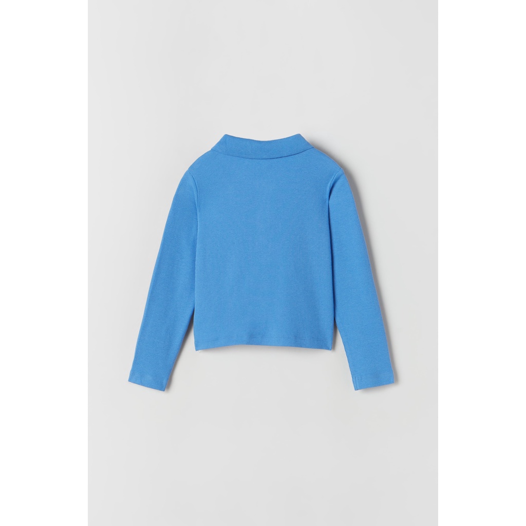 ZARA Đức - Áo thun gân cổ polo kid tay dài trắng xanh đen thun nút lửng co dãn sale auth new tag cao cấp 3402/110