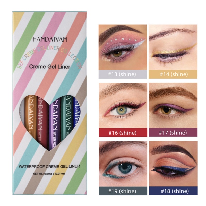 Bút Kẻ Mắt Dạng Gel Chống Nước 6 Màu Tùy Chọn Dành Cho Nữ