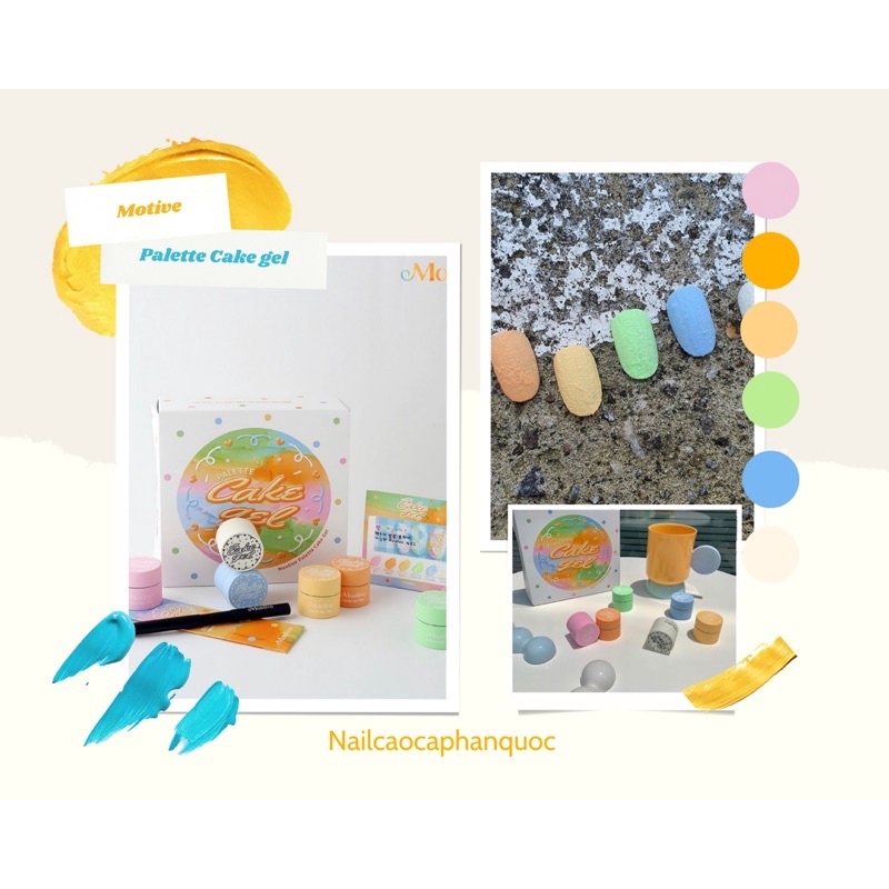 Chính hãng- FreeshipBộ sản phẩm gel xi măng, thạch cao, cake gel cao cấp Hàn Quốc Pelette Cake gel Motive (6 hủ)