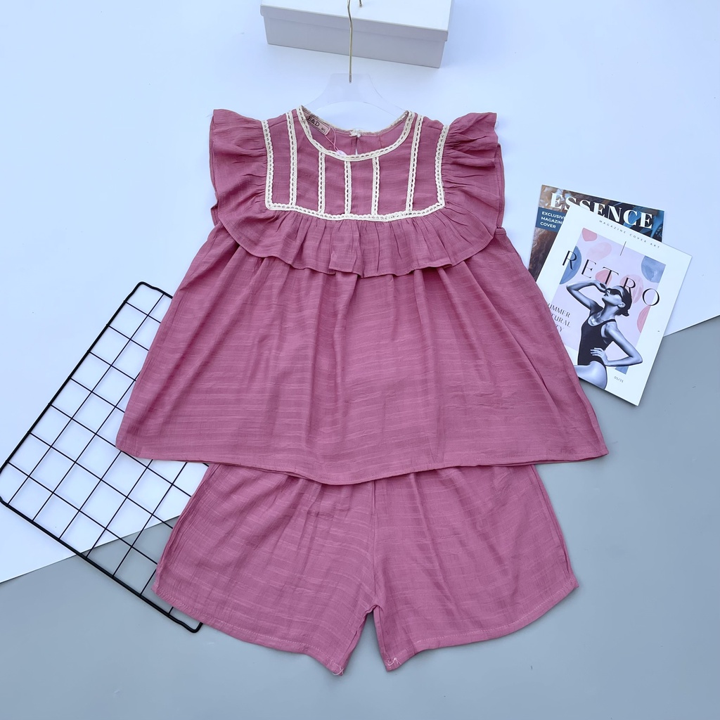 Bộ Đũi Nữ Dễ Thương Mùa Hè Mặc Nhà Đi Chơi Đều Được Hàng Thiết Kế PINKBOUTIQUE 224