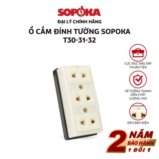 Ổ cắm điện đa năng thông minh 2 cửa, 3 cửa SOPOKA T30-T32 chịu tải 2200W nhỏ gọn, có đèn báo điện an toàn