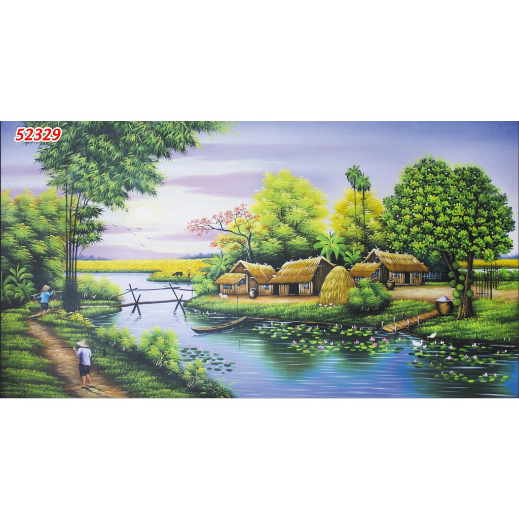 Tranh Dán tường 3D Phong Cảnh rừng cây xanh biếc, khu rừng xanh tốt, cây cối dòng suối nhỏ