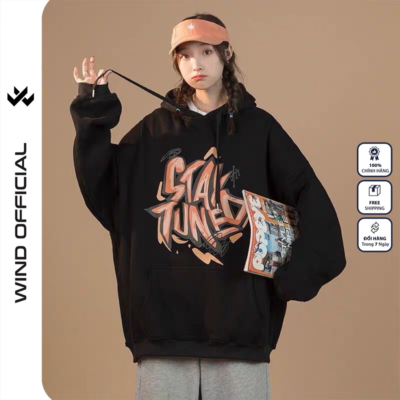 Áo hoodie form rộng WIND unisex nỉ bông STAY HD11 thời trang nam nữ oversize ulzzang