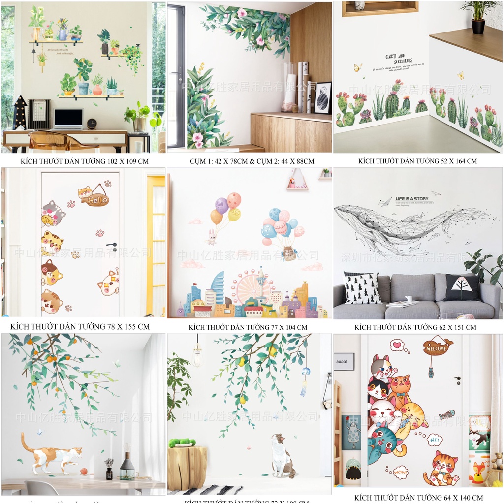 (40++ MẪU ĐẸP) DECAL DÁN TƯỜNG decor phòng khách, phòng bếp, phòng ngủ cho bé. Tranh dán tường trang trí quán cafe, shop