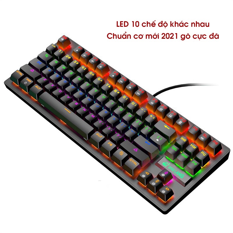 Bàn Phím Cơ K2 PRO Crack 87 Phím, Bàn Phím Máy Tính Chơi Game Có Dây đèn Led Chuyển Màu Led RGB 10 Chế Độ Khác Nhau