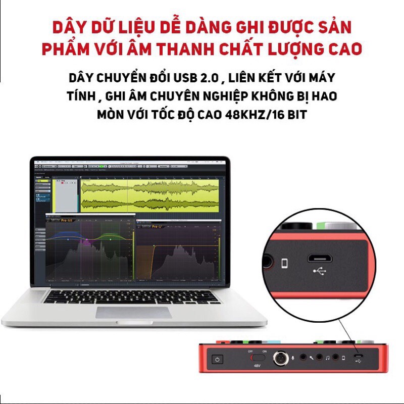 [Mã ELHACE giảm 4% đơn 300K] Sound card SC M1 hỗ trợ karaoke và livestream cho cách dòng mic thu âm từ 5V và 48V