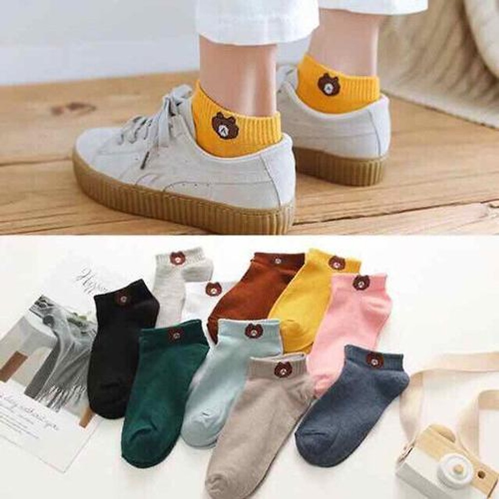 [SALE SẬP SÀN] Sét 10 đôi tất gấu brown siêu xinh(kèm túi đựng)