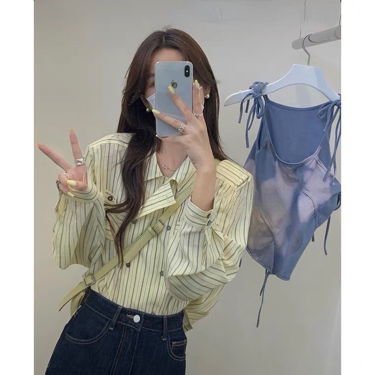 Áo Sơ Mi Dài Tay Chống Nắng Họa Tiết Sọc Thời Trang Dành Cho Nữ