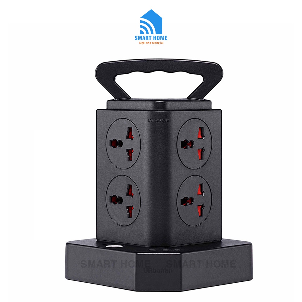 Ổ Cắm Điện Đa Năng Hình Tháp Nhiều Tầng Chịu Tải 2500W, An Toàn Chống Cháy Chống Giật, Dây Dài 1.8 mét