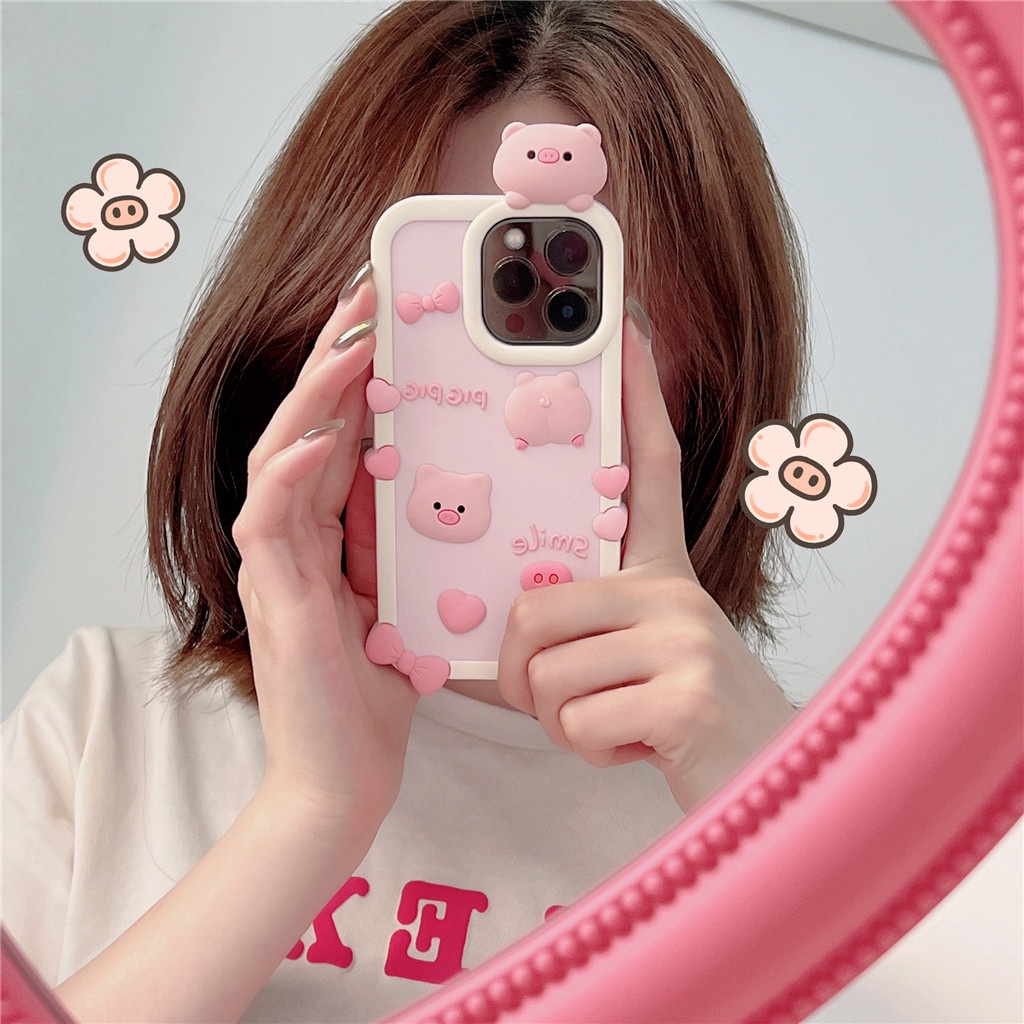 Iphone Ốp Điện Thoại Silicon Dẻo In Hình Chú Heo Đáng Yêu Cho Iphone15 pro max 14 pro max 13 pro max 12 pro max