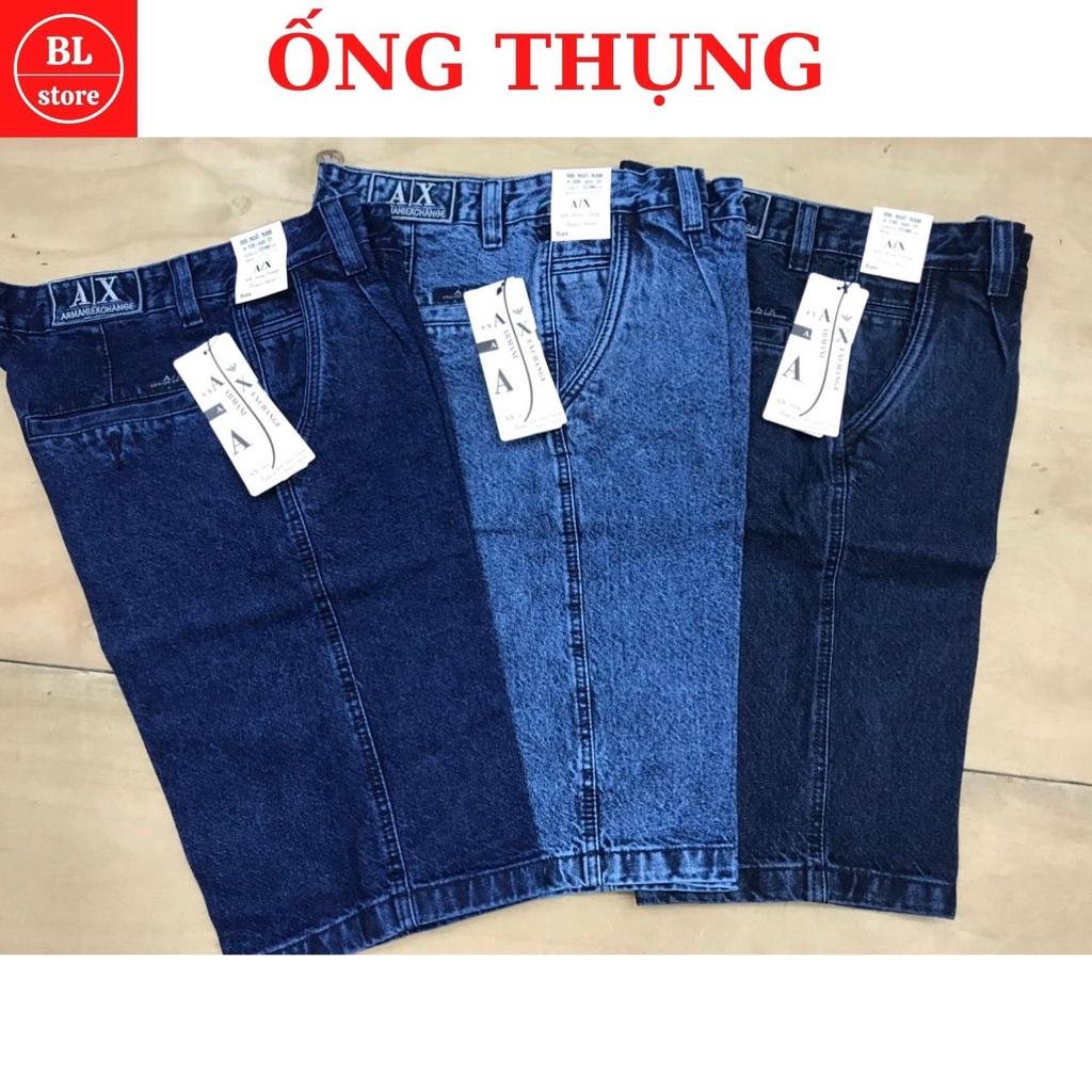 Quần bò ngố nam trung niên ống thụng ống đứng, quần sooc jean nam trung tuổi cao cấp bền đẹp