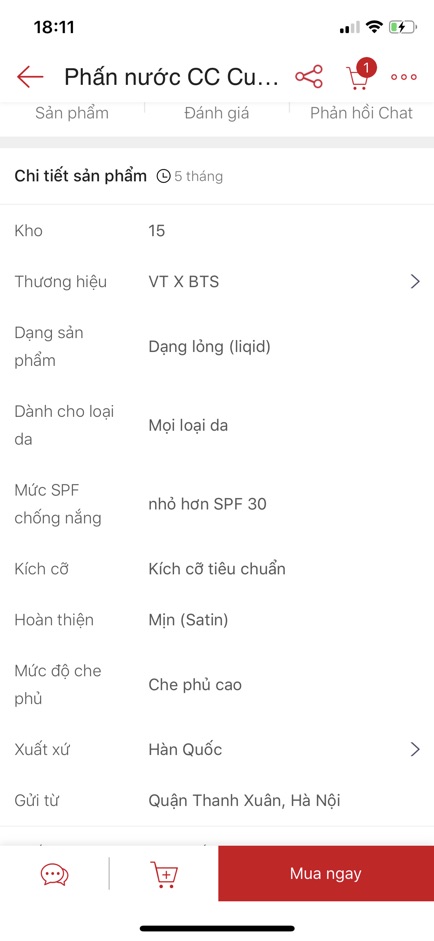 Phấn nước CC Cushion VT X BTS THE SWEET SPECIAL EDITION | BigBuy360 - bigbuy360.vn