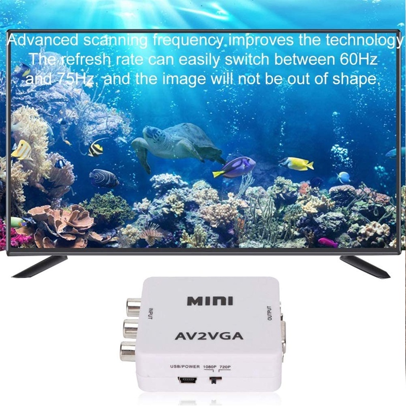 Đầu chuyển đổi Mini HD AV2VGA AV RCA CVBS sang VGA với giắc cắm 3.5mm sang PC HDTV