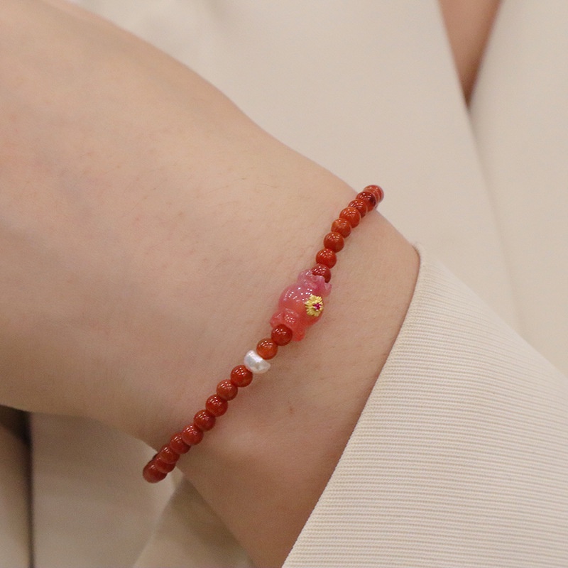 [Hàng Mới Về] Vòng Tay Hạt Đá Mã Não Đỏ Thời Trang