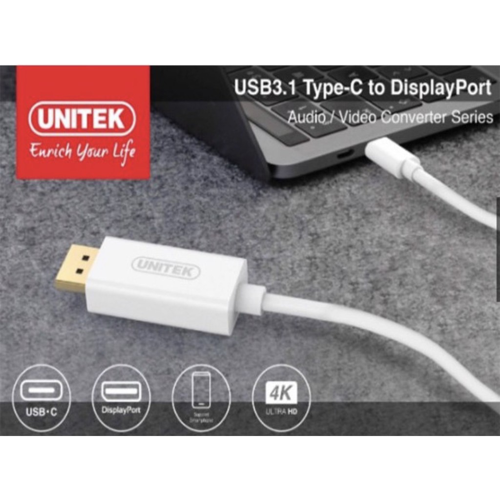 Cáp TypeC sang Displayport 1,8m cao cấp Unitek V400AHW