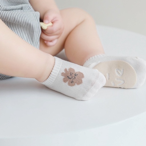 SET 5 Đôi Tất Trẻ Em / Tất chống trơn trượt cổ thấp cho bé chất liệu len sợi bông Cao cấp cho bé từ 0- 5 tuổi