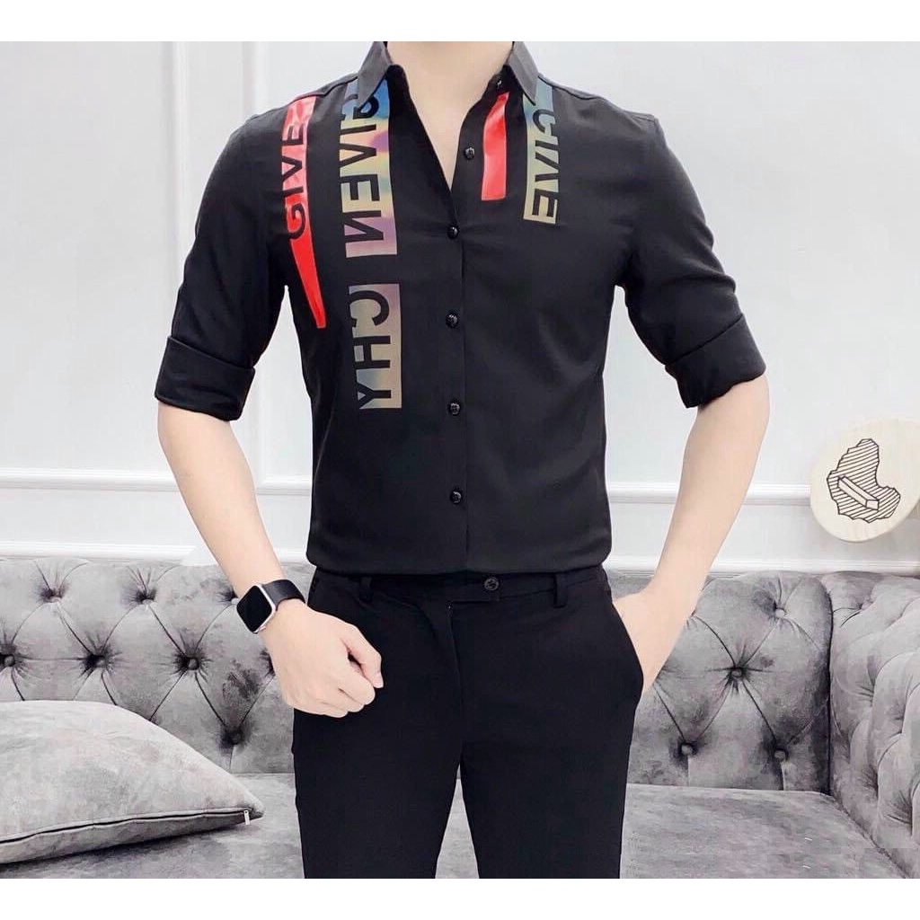 ÁO SƠ MI NAM TAY DÀI IN CHỮ NHIỀU MÀU ĐỘC ĐÁO, VẢI KATE MỀM MỊN, THOÁNG MÁT, SIZE M-6XL TỪ 40-90KG