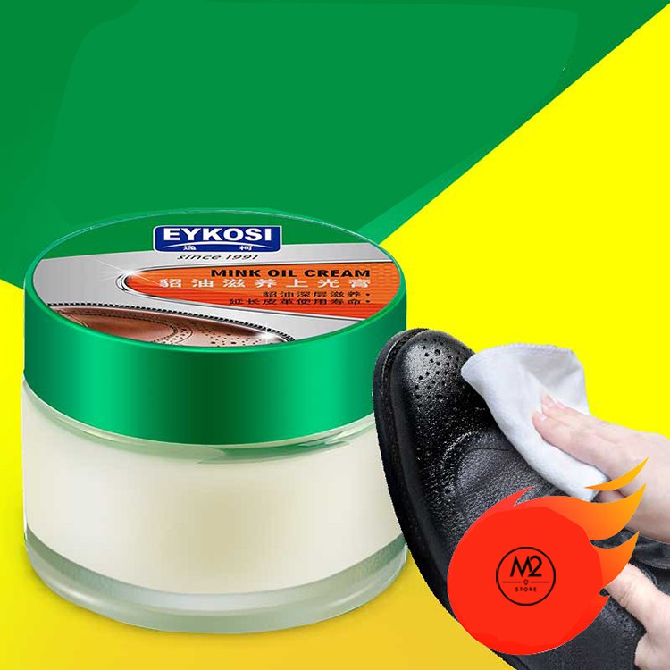 Mỡ chồn bảo dưỡng,  chăm sóc, đánh bóng, làm sạch đồ da Mink Oil Eykosi cho áo da, giày da, túi ví da (XDG65-E2)