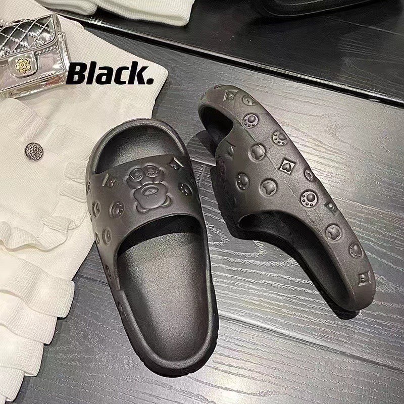 Dép bánh mì nữ dập nổi hình gấu chống thấm nước siêu đẹp