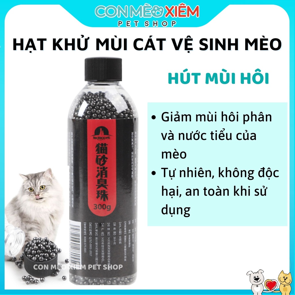 Viên khử mùi cát cho mèo 300g, hạt hút giảm mùi hôi cát vệ sinh cho mèo Con Mèo Xiêm