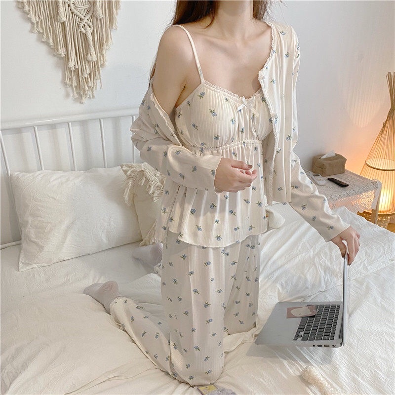 [SẴN XANH]  Set đồ ngủ 3 chi tiết chất vai thun co giãn | BigBuy360 - bigbuy360.vn