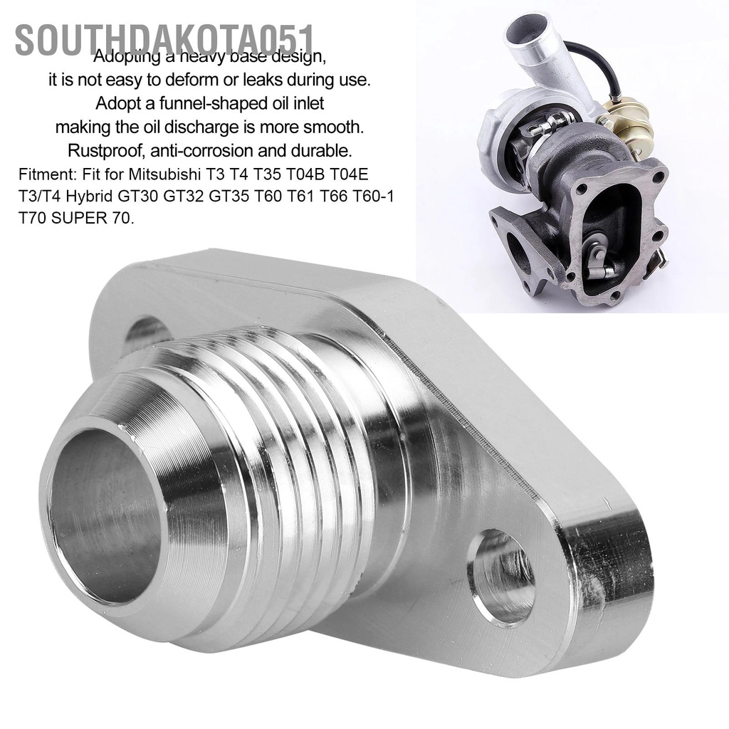 Southdakota051 Bộ điều hợp mặt bích hồi dầu AN10 Phù kim nhôm cho Mitsubishi T3 T4 T35 T04B T04E / Series