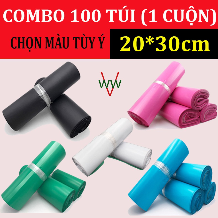 [RẺ NHẤT SHOPEE] Combo 100 Túi  ( 1 cuộn )  Niêm Phong - Túi Gói Hàng size 20x30cm chống bóc hàng giá rẻ Hà Nội