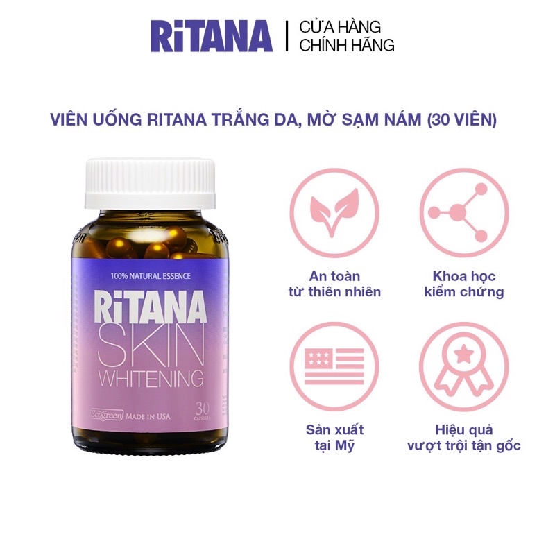 ✅  Viên Uống RiTANA Trắng Da, Mờ Sạm Nám Hộp 30 Viên.